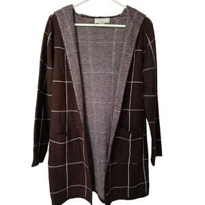 By Design Size Small Women's Brown Hooded Cardigan with Front Pockets